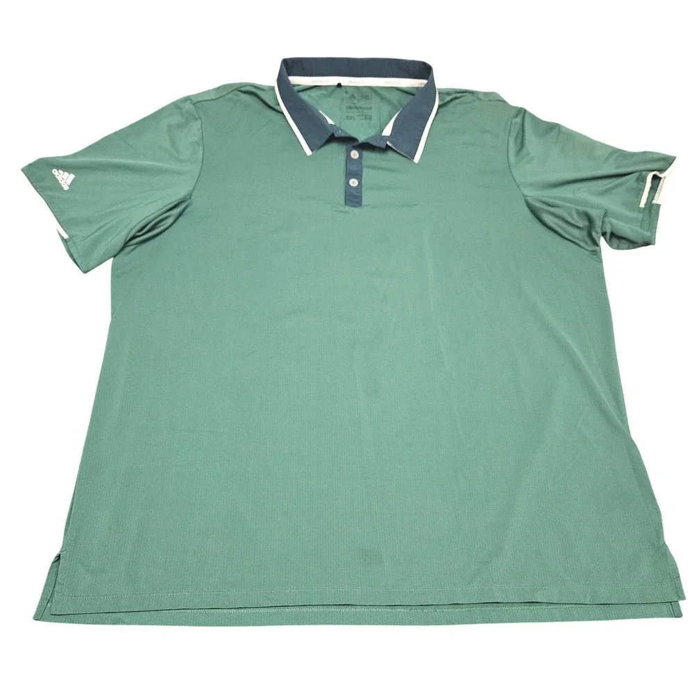 Adidas Polo Shirt Mens 2XL Green Climacool Short Sleeve‎ Golf Athletic Sporty